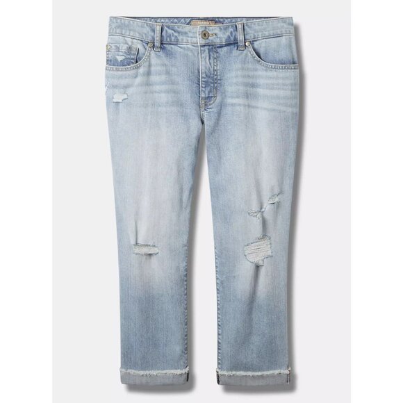 Torrid Crop Boyfriend Straight Vintage Stretch Mid-Rise Jean, Plus Size 16 - Picture 5 of 7